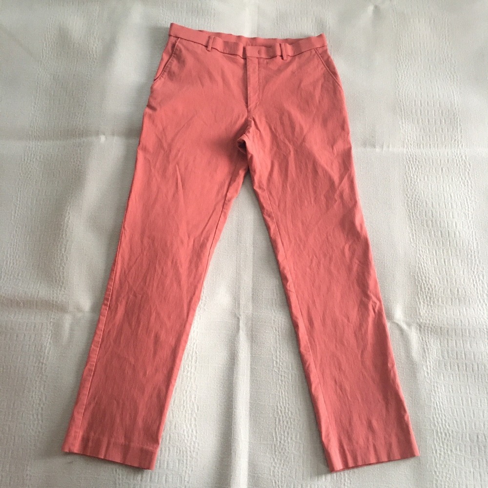 Tommy Hilfiger Slim Fit Chino Pants Mens 34x32 Salmon Pink Stretch Cotton